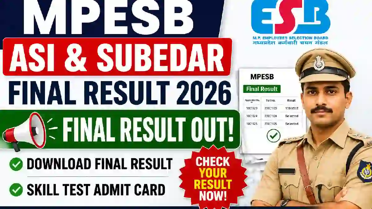 MPESB ASI and Subedar Final Result 2026