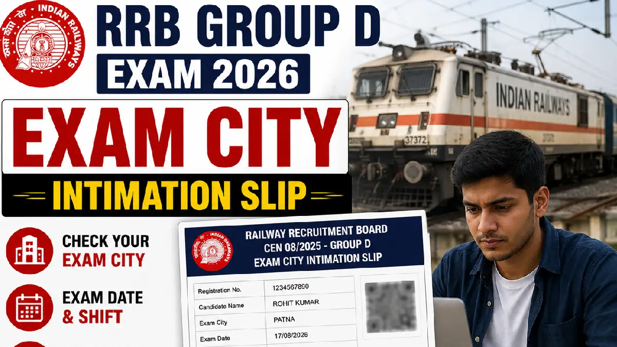 Railway RRB Group D Exam City Intimation Slip 2026